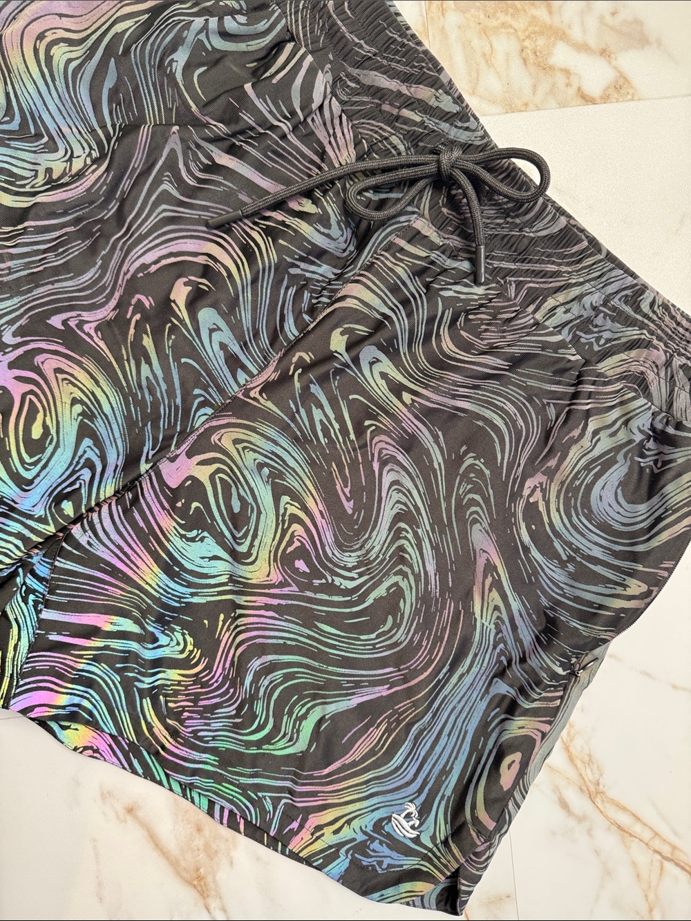 Rainbow Reflective Swirl Shorts Sz M Festival Costume Bright Fun Summer Pride